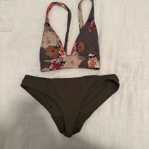 LIKE NEW Rhythm Floral and Olive Bikini Set